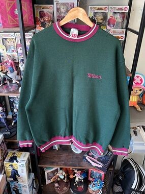 Vintage Wilson Pine Green Crewneck Sweatshirt USA Distressed Fade XL